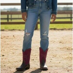 Ariat Womens Size 6 Pink Crossroads Mid Calf Western Boots Square Toe Cross